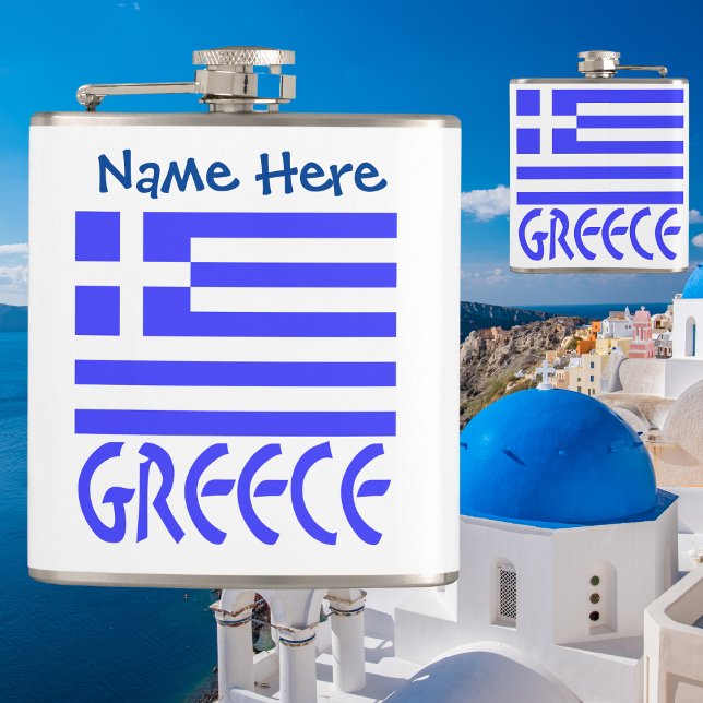 Flasques Drapeau grec Grèce Bleu Personnalisation  (Créateur téléchargé)