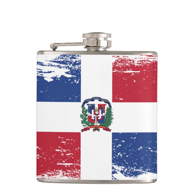Flasques Drapeau grunge de la République Dominicaine (Devant)