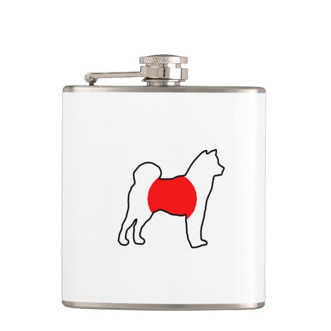 Flasques Drapeau japonais en silhouette shiba (Devant)