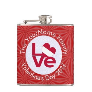 Flasques Drapeau LOVE de lettre rouge autrichien personnali