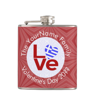 Flasques Drapeau LOVE Rouge Grec Personnalisé