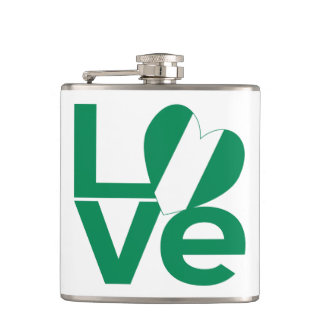 Flasques Drapeau nigérian en forme de cœur LOVE vert 