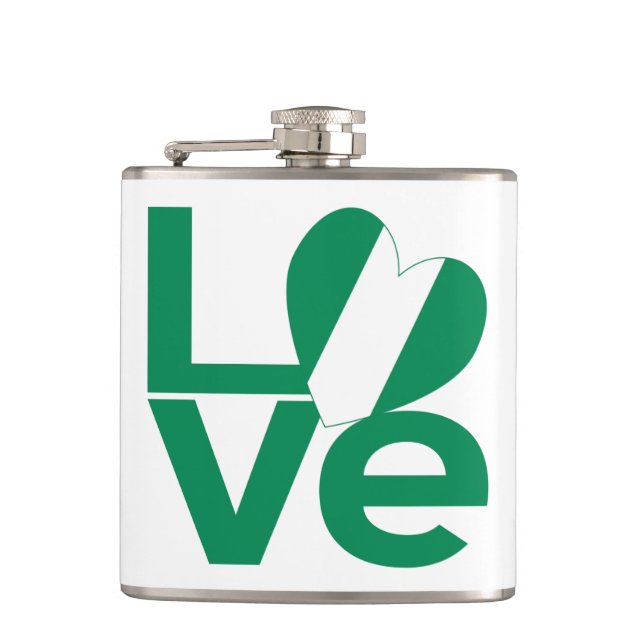 Flasques Drapeau nigérian en forme de cœur LOVE vert  (Devant)