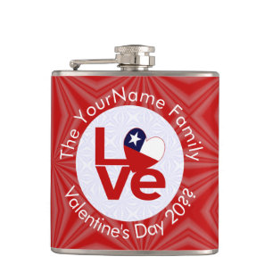 Flasques Drapeau Rouge du Chili LOVE Personnalisé