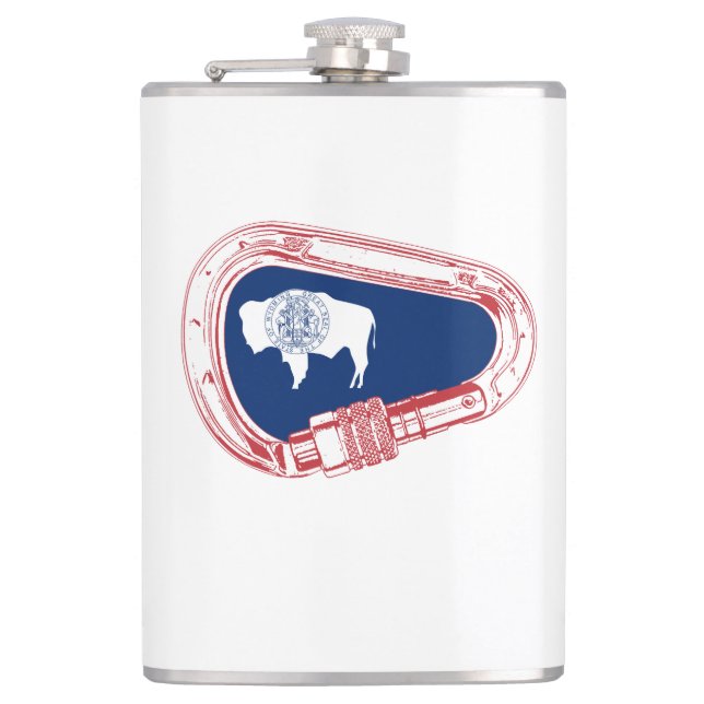 Flasques Drapeau Wyoming Escalade Carabiner (Devant)