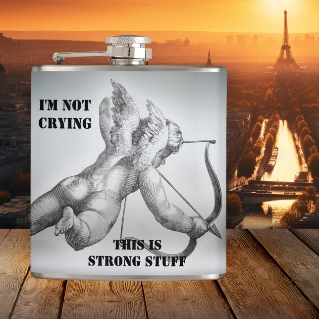 Flasques Drôle Heart-break Remedy Cupid Flask (Metallic style flask with a cupid angel and your own funny texts - love - Valentine's Day)