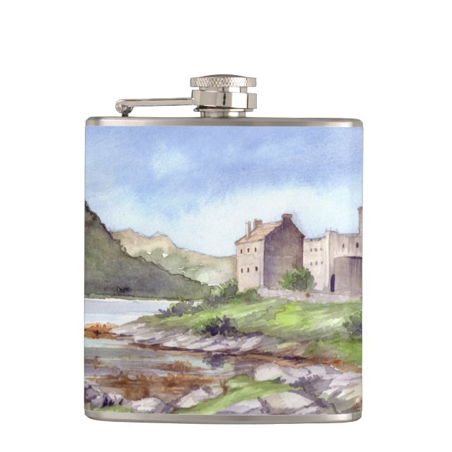 Flasques Eilean Donan Castle Watercolor Painting (Devant)