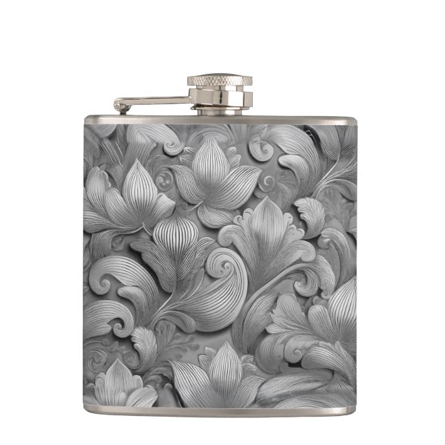 Flasques Élégance en fleur d'argent Imprimer (AI+Humain) (Devant)