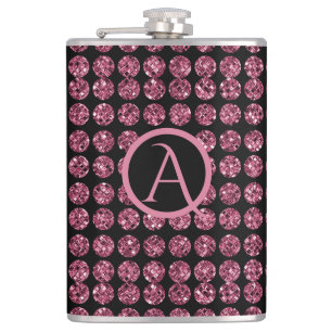 Flasques Élégance vintage Diamant rose Gem Motif Monogramme