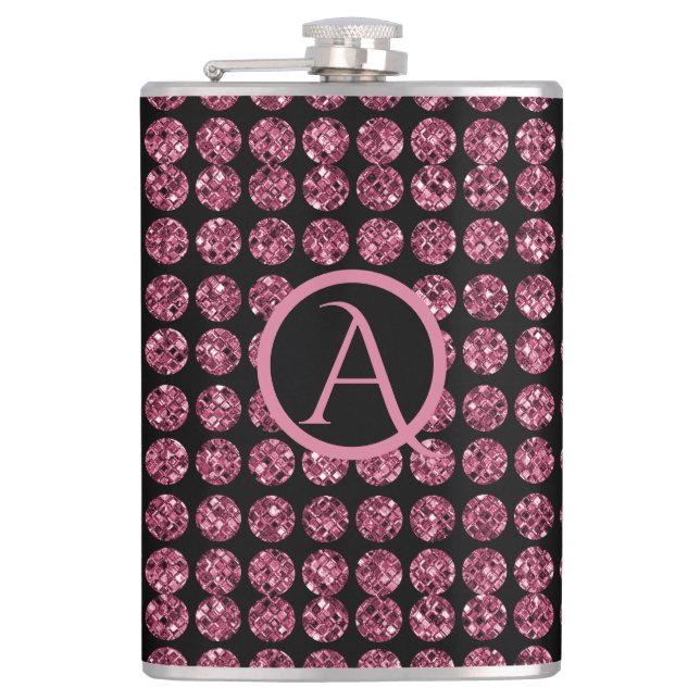 Flasques Élégance vintage Diamant rose Gem Motif Monogramme (Devant)