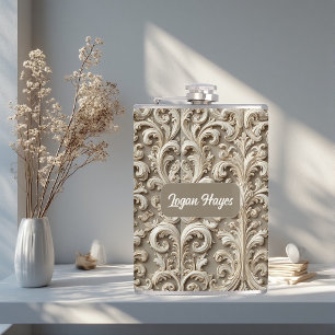 Flasques Élégance Vintage Grandeur Boucle Baroque Crème Dou