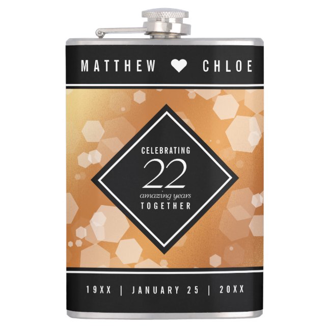 Flasques Élégant 22e anniversaire de Mariage de cuivre (Devant)