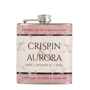 Flasques Élégant 37e anniversaire du Mariage Alabaster