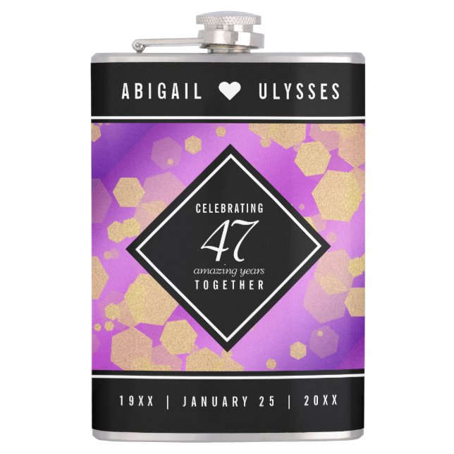 Flasques Élégant 47e Anniversaire de Mariage Améthyste (Devant)