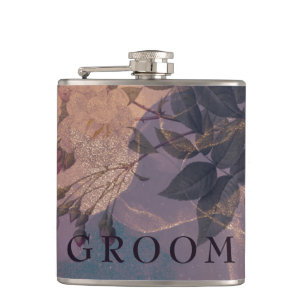 Flasques Élégant Boho clair violet Rose Gold Groomsmen