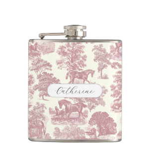 Flasques Élégant Chic Féminin Rose Chevaux Toile Nom