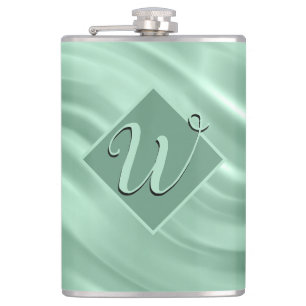Flasques Élégant Chic Turquoise Swirl Monogramme initial él
