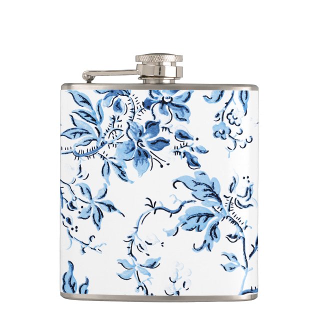 Flasques Elegant Delft Blue et White Floral (Devant)