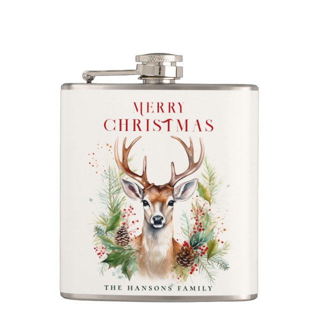 Flasques Elégant et élégant Cerf Noël Vert sur mesure (Devant)