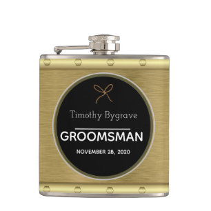 Flasques Elégant Gold et Silver Groomsman Favoriser