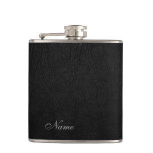 Flasques Elégant look cuir noir personnalisé