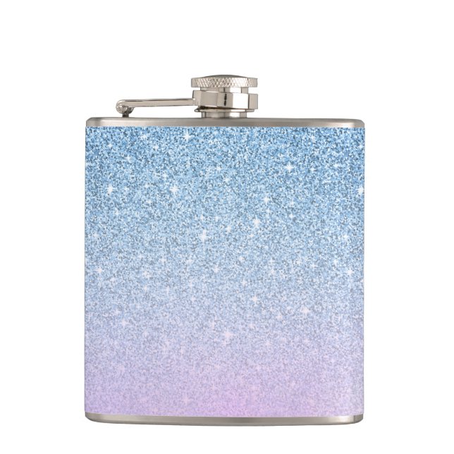 Flasques Élégant Luxe Faux Paillettes Bleu Or Rose (Devant)