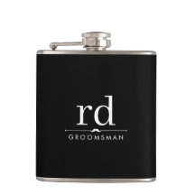 Élégant Monogramme noir et blanc Groomsmen Cadeau