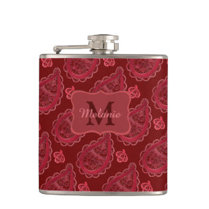 Flasques Elégant Motif Burgundy Paisley Personnalisé