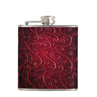 Flasques Élégant Motif Red Swirl
