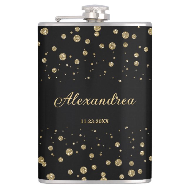 Flasques Elégant Parties scintillant or Sparkle Black Perso (Devant)