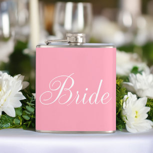 Flasques Élégant Script Pink Bride