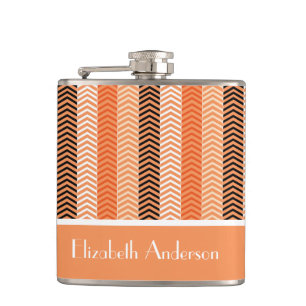 Flasques Élégant Style Moderne Orange Chevron Stripes Avec