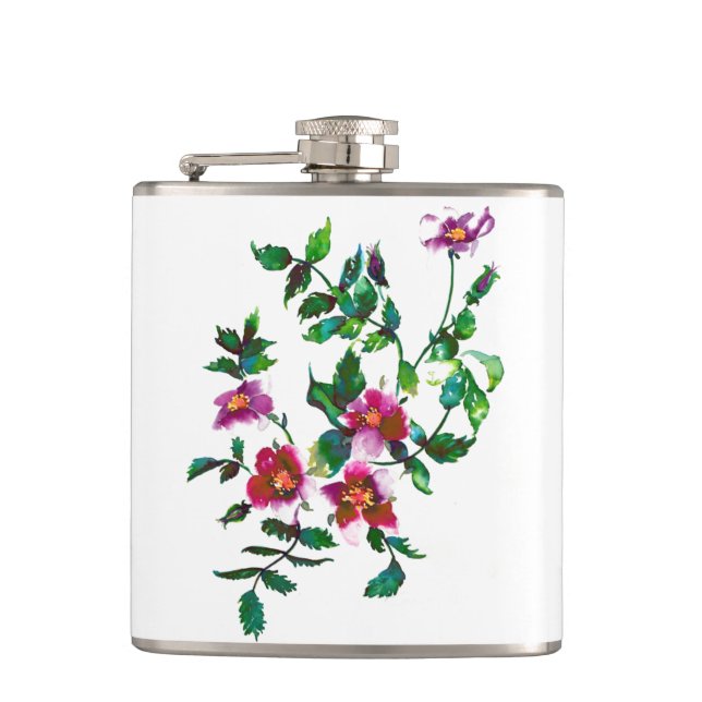 Flasques Elégante aquarelle moderne fleur sauvage rose fonc (Devant)