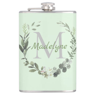 Flasques Elégante couronne d'aquarelle de Monogramme Botani