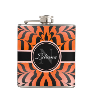 Flasques Elégante esthétique Peau de tigre orange et noir