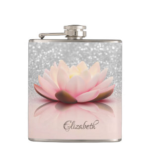 Flasques Élégante Tendance Féminine, Lotus Paillettes Argen