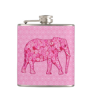 Flasques Éléphant de fleur - rose de fuchsia