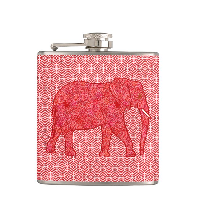 Flasques Eléphant de fleurs - rouge profond et corail (Devant)