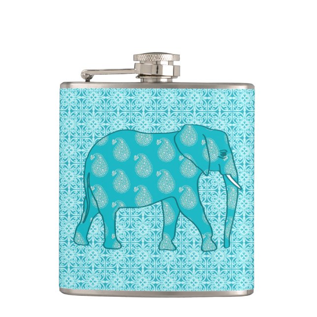 Flasques Éléphant de Paisley - turquoise et aqua (Devant)