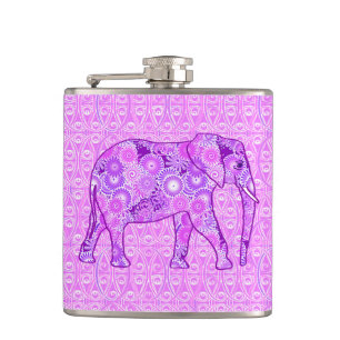 Flasques Éléphant de remous de fractale - pourpre et