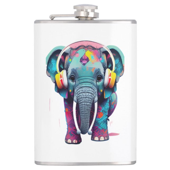 Flasques Eléphant mignon bébé avec casque (Devant)