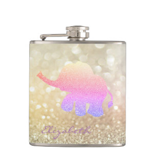 Flasques Éléphant Pailleté Ombré, Bokeh - Personnalisé