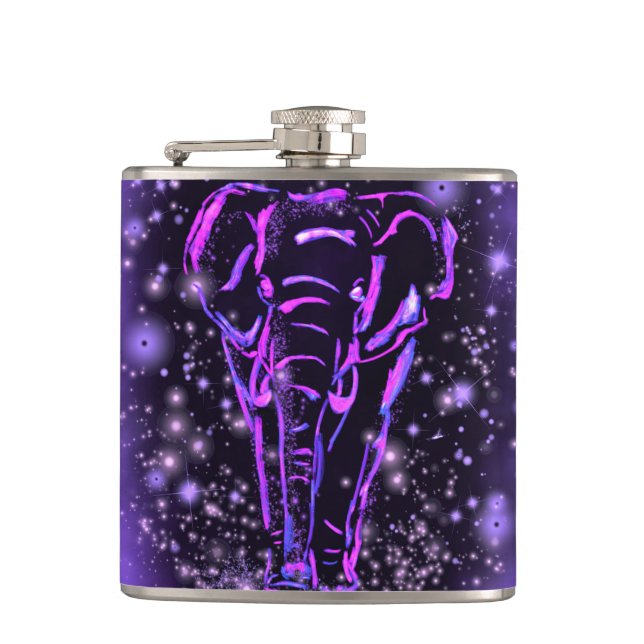 Flasques Eléphants Marcher À Starry Flask De Nuit Cadeau (Devant)