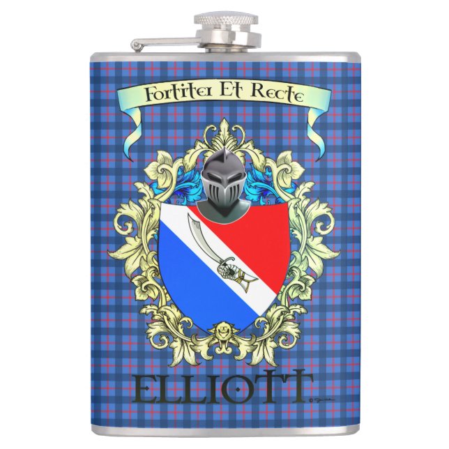 Flasques Elliott Tartan et Crest (Devant)