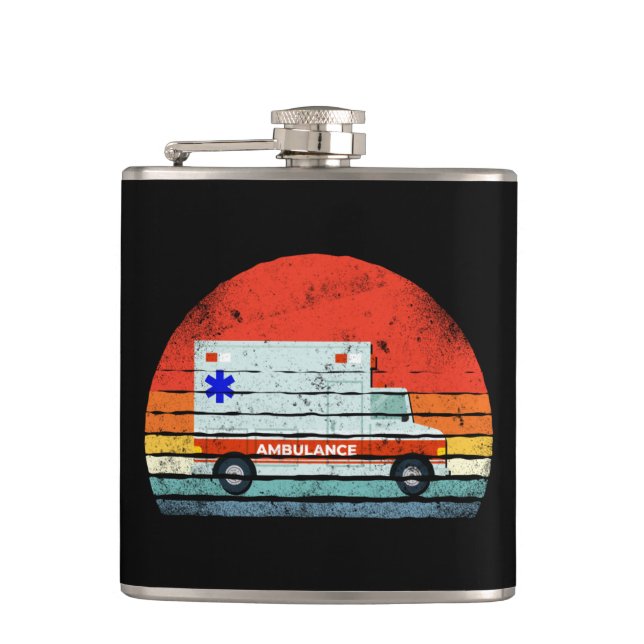 Flasques EMT EMS Paramedic Emergency Retro Sunset Ambulance (Devant)