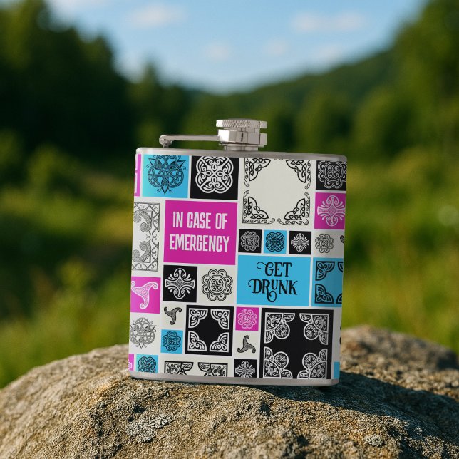 Flasques En Coque D'Urgence Se Déchirer Funny Noir & Blanc (Créateur téléchargé)