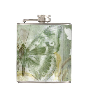 Flasques Encart vert de papillon avec la porte de