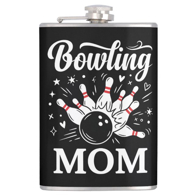 Flasques Épingles de cœur de maman de bowling Ligue drôle F (Devant)