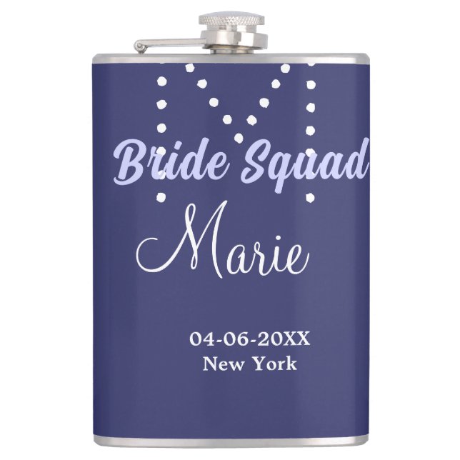 Flasques Équipe de mariée ajoutez nom monogramme demoiselle (Devant)