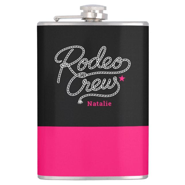 Flasques Équipe de Rodéo Noir et Rose pour Enterrement de V (Devant)